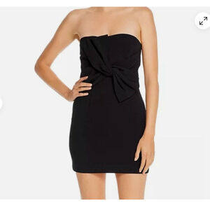 Likely Araya Black Twist-Detail Strapless Mini Dress Size 6 Bow Formal or Semi